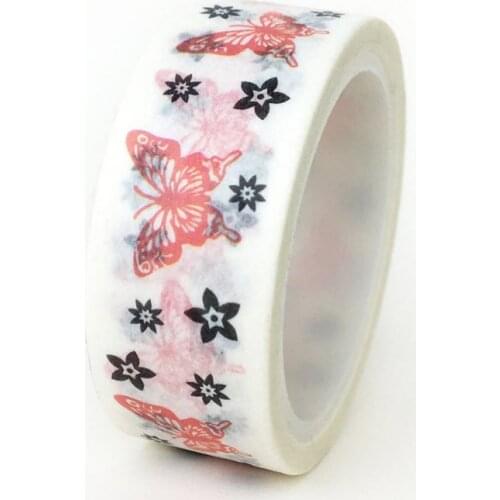 5M DIY cartoon tape Color butterfly sticker Office and homo decoration paper 5 rolls/lot
