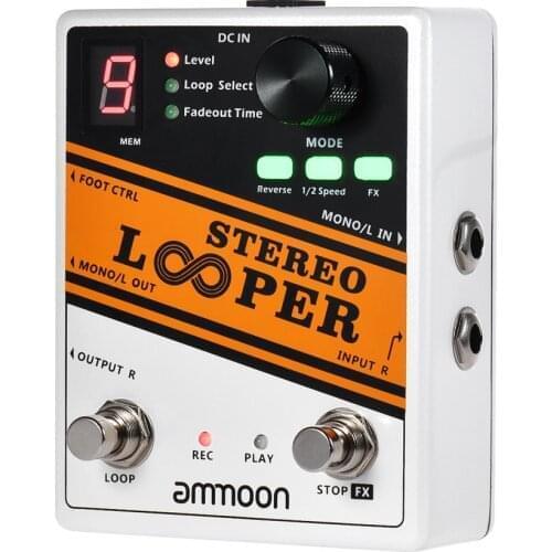 Ammoon STEREO Looper POCK LOOP Guitar Effect Pedal 11 Loopers Max.330mins Recording Time Support 1/2 2X Speed guitar accessories