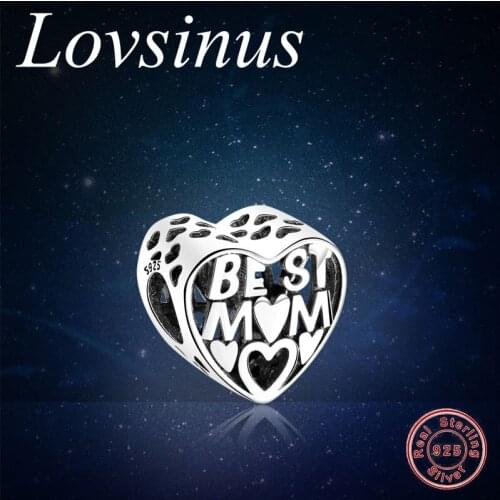 Authentic 925 Sliver Heart LOVE MUM Charm Beads Fits Original European Charms Bracelet For Women DIY Jewelry Mothers Day Gifts