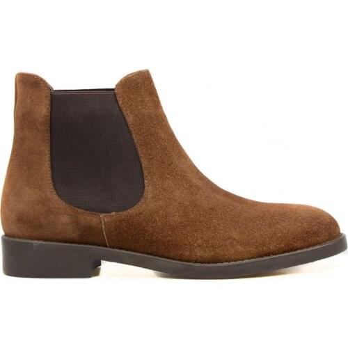 FootCourt- Suede Tan Boots Women Chelsea Boots Elastic Ankle Quality Brand Lady Shoes Handmade Flat Platform Autumn Winter Boots