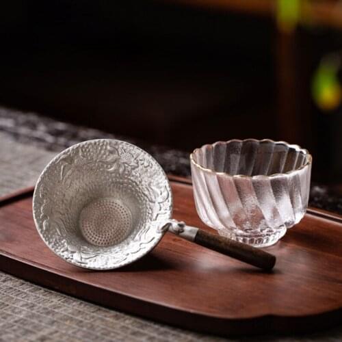 Pure Tin Tea Drain Handmade Hammer Embossed Anti-oxidation Tea Filter Kung Fu Tea Set Accessories Tea Drain Tea Strainers