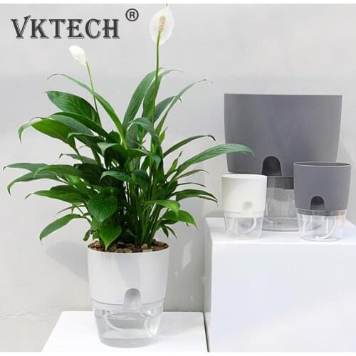2 Layer Watering Planter Self Watering Plant Flower Pot with Water Container Flowerpot Hydroponic Plant Pot Home Garden Decor