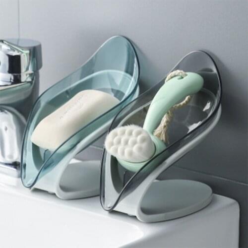 Bathroom Soap Holder Leaf Shape Soap Box Kitchen Dish Storage Box Non-slip Drain Soap Storage Shower Soap Holder Dish Container