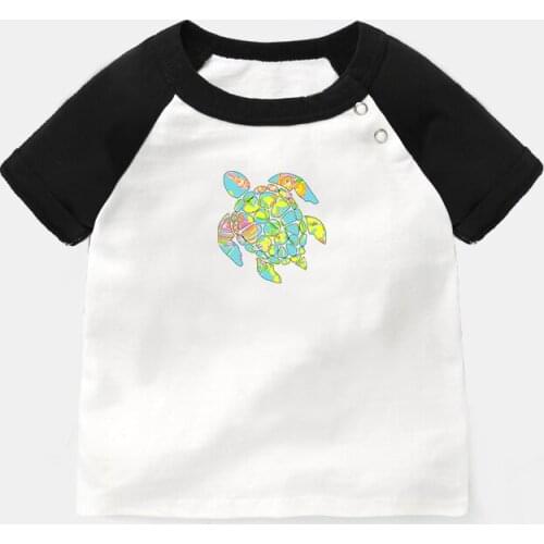Sea Turtle the Buck and a Half Buccaneers Cartoon Monkey Baby T-shirts Toddler Graphic Raglan Color Short Sleeve Tee Tops