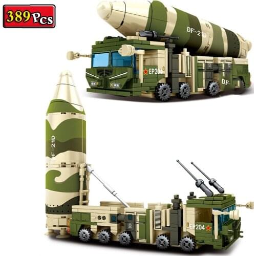 WW2 Military Series World War II Cute DF-21D Intercontinental Missile Vehicle Weapon MOC Building Blocks Bricks Toys Gifts