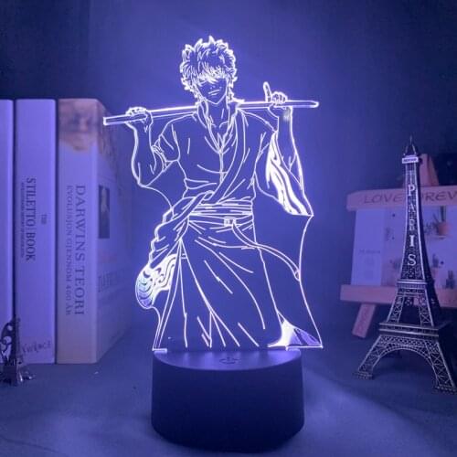 Gin Tama Gintoki Sakata Led Night Light for Bedroom Decor Colorful Nightlight Anime Gift Gin Tama 3d Lamp Gintoki Sakata
