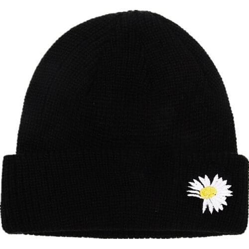 Cotton Flower Thicken Knitted Hat Winter Warm Hat Skullies Cap Beanie Hat for Girl and Women 123