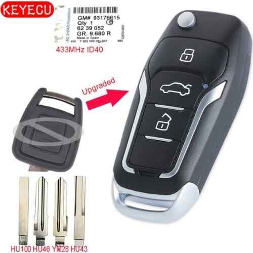 Keyecu Upgraded Flip Remote Car Key Fob 3 Button 433MHz ID40 Chip for Opel Astra G / Zafira B 1998-2004 6239052