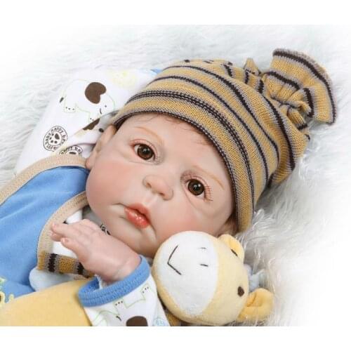 Full Body Vinyl Silicone Reborn Baby Doll 22'' Cameron Awake Boy Newborn Toddler Reborn Baby Boy