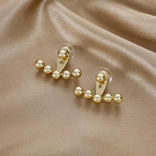 YAONUAN Fashion Jewelry For Women Gold Plate Small Ear Studs Pearl Inlay Adjustable Height Earrings 2021 Trendy Accessories Gift