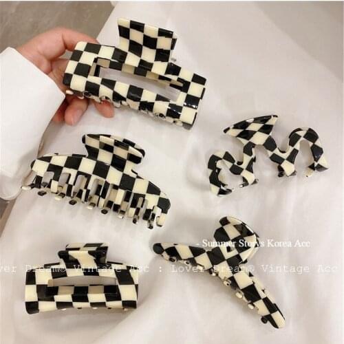 MueRaa 2021 Plaid Women Girls Retro Korean Style Hair Claws Hairgrips Fashion Trendy Lady Elegant Hair Accessories Hair Clips