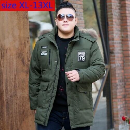 New Fashion Men high Quality Long Style Men Down Jacket Large Obese Thick Inner Plus Velvet Casual Plus Size XL-10XL11XL12XL13XL