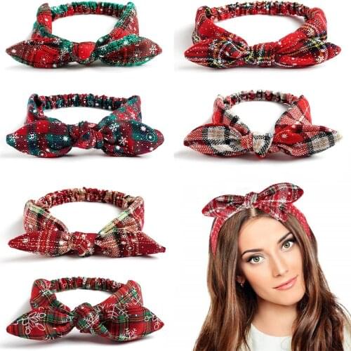 New Christmas hair band Amazon Womens elastic rabbit ear headband three state accessories knot hoop cross border diadema mujer