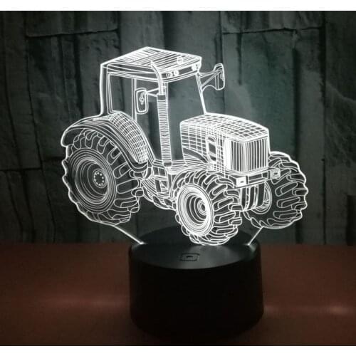 New 3D Tractor Car Illusion LED Night Light 7 Clolors Changing Smart Touch Table Lamp Decor Gift Shop Bar Bedroom Lights