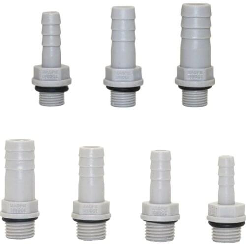 1/8",1/4" thread to 6/8/10/12mm Hose Straight Connector Plastic-Steel Aquarium Air Pump Joint Pipe Adapter