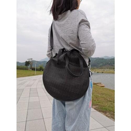 Vendange casual simple womens bag handmede genuine leather shoulder bag knitting bags 2576