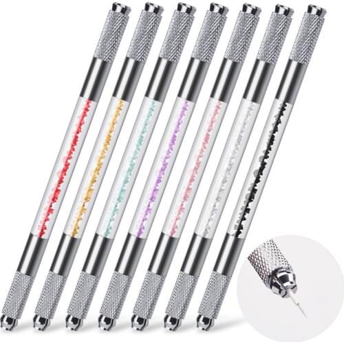 Double Head Microblading Handles Flat And Round Needle Blade Tebori Pen Eyebrow Embroidery Hand Tool Makeup Supply