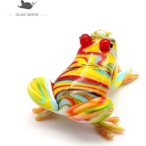 Handmade Glass Frog Figurines Colorful Cute Vivid Animals Ornaments Home Aquarium Fish Tank Decoration Exquisite Gifts For Kids