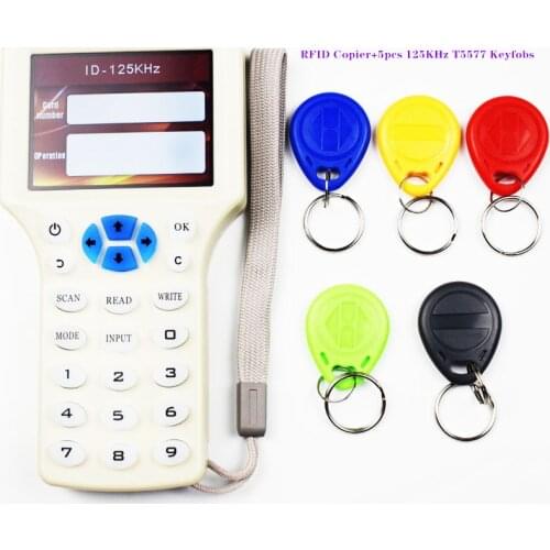 English 10 frequency RFID Copier ID IC Reader Writer Encrypted Duplicator Programmer13.56mhz UID Writable Card+125khz T5577 Keys