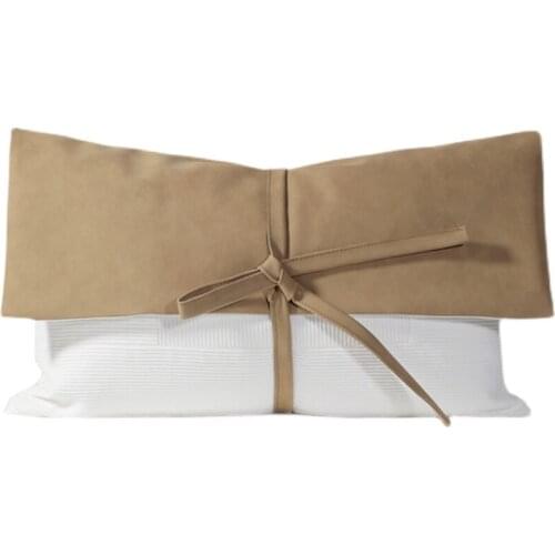 Modern Nordic Ins Light Luxury Model Room Hotel Sofa Pillowcase Light Coffee Bow Waist Pillow Cover Cushion Cover For Car