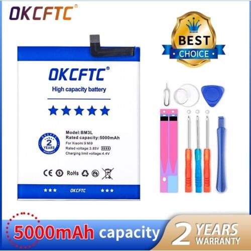 OKCFTC 5000mAh BM3L Replacement Li-ion Backup Battery for Xiaomi 9 MI9 M9 MI 9 Phone +Quick Arrive+Free Tools Kit