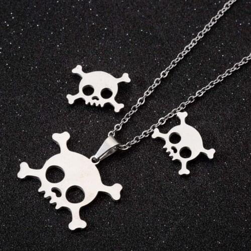 Set necklace women stainless steel simple skull pendant set necklace Couple fashion necklace jewelry gifts for woman accessories