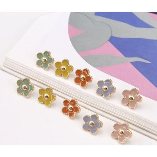 10pcs Korean New Arrival Sweet Earrings Creative Girl Cute Flowers Pendant After Hanging Earrings for Women Hair Accessories