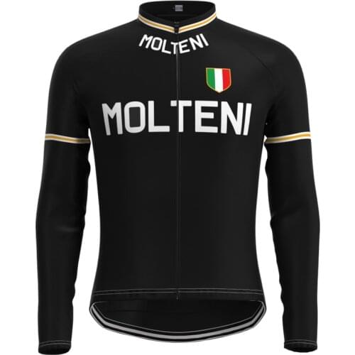 1974 competition MOLTENI Team Man Retro Black Cycling Jersey Long Sleeves Clothing Triathlon Bike Jersey maillot ciclismo hombre