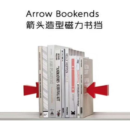 2 pcs / set Creative Rew Arrow Shaped Metal Bookends Iron Support Holder Magnetic Desk Stands For Books