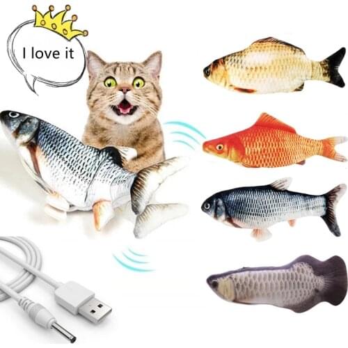 30CM Cat Toy Fish USB Electric Charging Simulation Dancing Jumping Moving Floppy Fish Cat Toy Electronic Chewing Toy Dropshiping