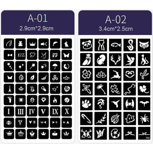 4pcs Airbrush Glitter Temporary Tattoo Template Paste Drawing Body Hand Art Henna Tattoo Stencil Girl Boy Kids Ins Style Tools
