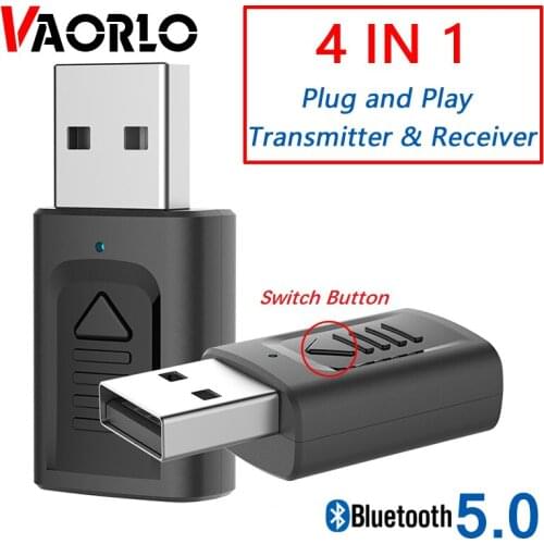 Newest 4 in 1 USB Bluetooth Transmtitter & USB Bluetooth Audio Receiver 3.5 mm Aux Stereo 5.0 Wireless Adapter For PC TV Car Kit
