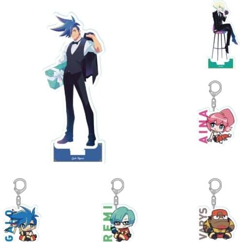 Anime Promare Lio Galo Key Chains Acrylic Q Version Stand Figure Model Keychain Plate Desktop Toy Decorative Xmas Keyring Gifts