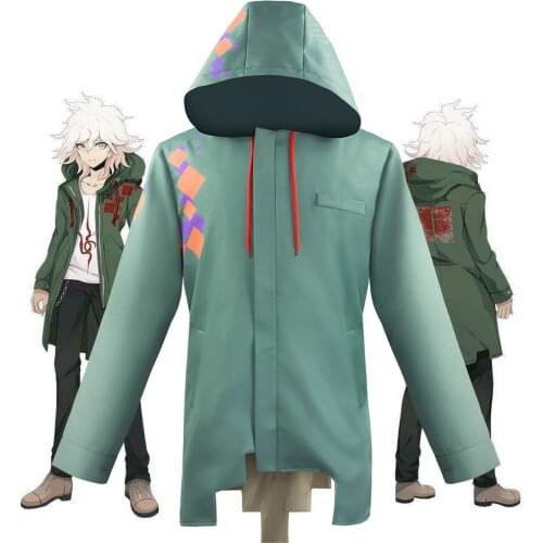 Anime Super Danganronpa 2 Nagito Komaeda Nagito Army Green Color Jacket Men Hoodies ONLY Cosplay Costumes Nagito Komaeda Coat