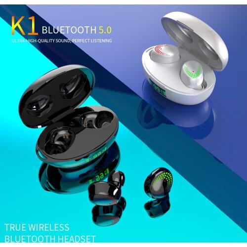 K1 Bluetooth5.0 Earphones Wireless TWS Touch Headset Charging Waterproof Led Power Display Earbuds
