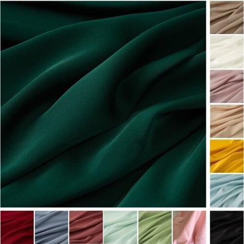 Stretch Shiny Silky Satin Chiffon Fabric For Dress Shirts Soft Solid Thin Lightweight,Blue,Pink,Gray,Black, White, By The Meter