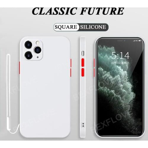 Phone Case for IPhone 11 12 Pro Max Case Original Silicone Cover for IPhone SE 2020 6 8 7 Plus XS Max XR X With Strap Ring Funda