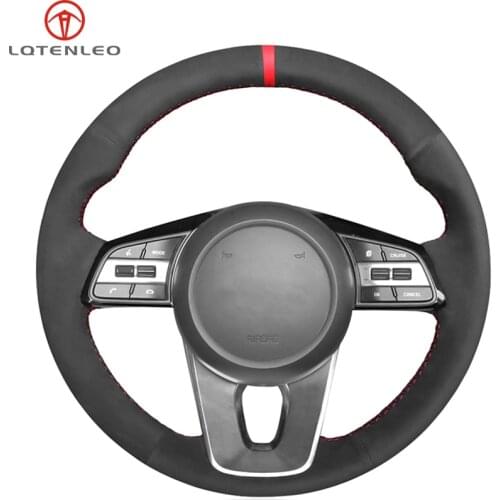 LQTENLEO Black Suede Steering Wheel Cover For Kia K5 Optima 2018 2019 Sportage 3 2017-2019 Forte 2017-2019 Ceed Cee'd 2017-2019