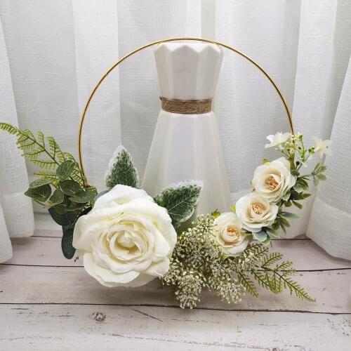 25cm Wedding Flower Wreath Bride Flower Basket Wedding Dress Accessories Bride Handheld Garland Floral Hoop Party Decoration