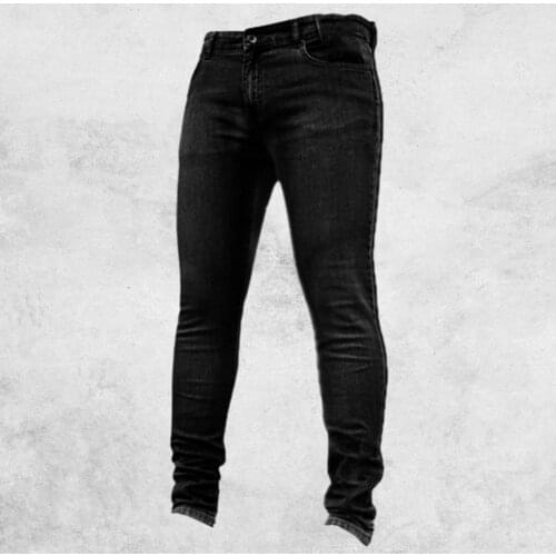 Men Classic Jeans Multi Pockets Black Denim Mid Rise Stretchy Skinny Jeans Streetwear Denim Overalls Men Casual Elastic Pants