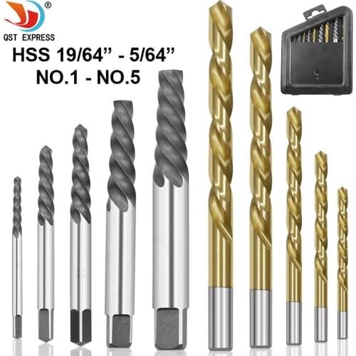 Broken screw extractor 5 extractors + 5 drill bit combination set Broken screw removal extractor