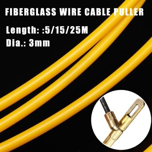 3mm 25m/15m/5m Durable Fiberglass Electric Guide Device Cable Push Pullers Duct Rodder Fish Tape Wire Wiring Accessories
