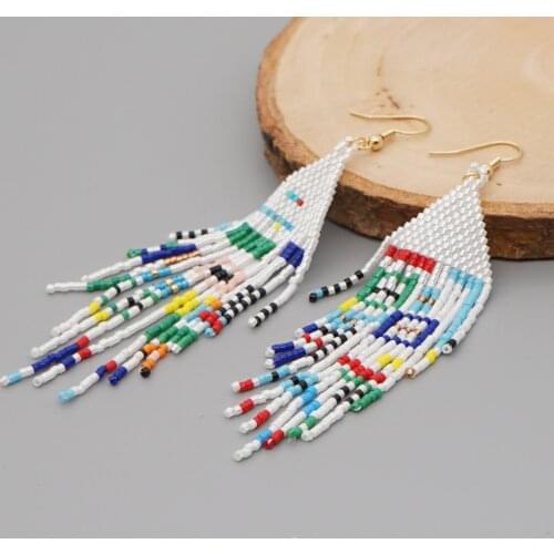 Go2boho 2021 Miyuki Long Earrings Women Handmade Beads Woven Tassel Big Earring For Ladies Native Jewelry American Bohemian