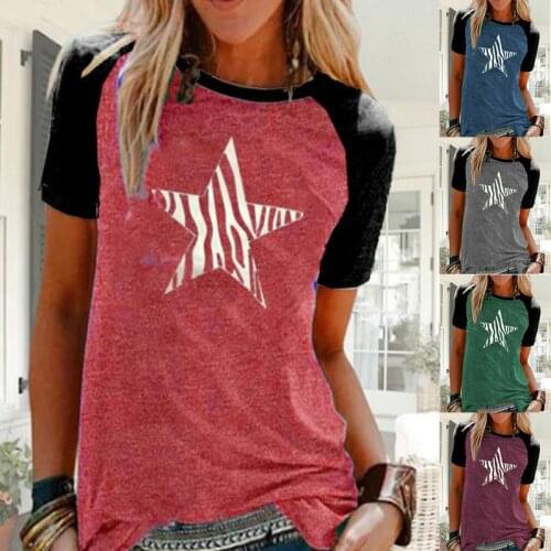 Cotton T Shirt Tops Womens Printed Short Sleeved Loose T Shirts Summer T Shirt Tops