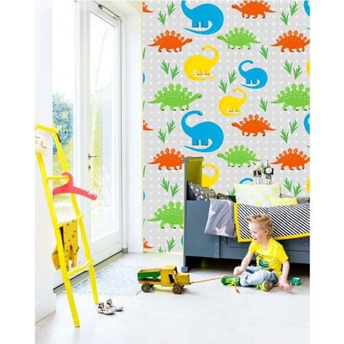 Tuya Art Color dinosaur kidslike wallpaper for wall decor in kidsroom decor childrens room mural wallpaper free shipping