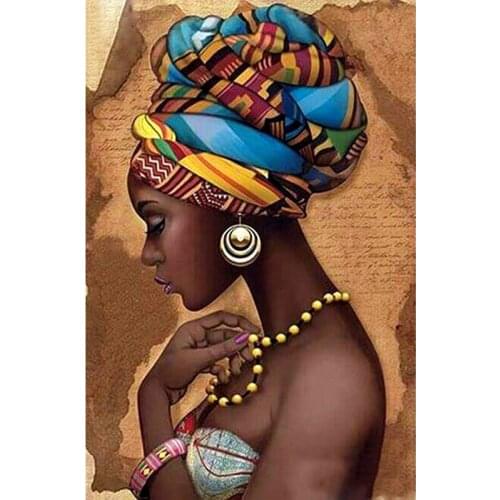 Quality Full Round 5D Diy Diamond Painting "African Woman" Embroidery Cross Stitch 3D Home Decor