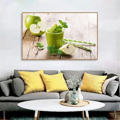 Canvas Art Kitchen Decor Summer Drink Apple Lemon Furit Juice Poster Nordic Food Painting Wall Pictures for Living Room Decor
