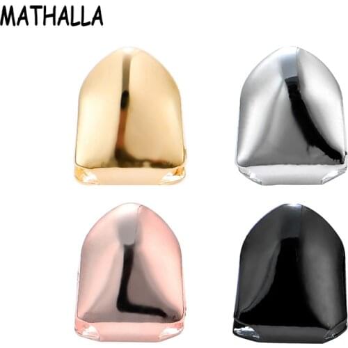 MATHALLA Halloween Christmas Party Ornaments Gold Plated Hip Hop Gold Silver Single Teeth Grillz Top Teeth GRILLZ Men’s Women’s
