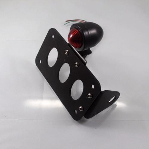 Metal Black License Plate Bracket Side Mounting Tail Brake Light For Honda Harley Yamaha Suzuki Kawasaki Bike Chopper Bob Custom