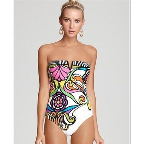 Strappy Girl Monokini V style Print Floral Women Swimwear Backless Bandage One-Piece Swimsuit Summer One piece Beachwear